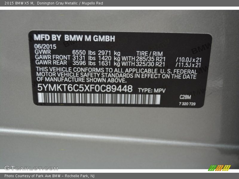 2015 X5 M  Donington Gray Metallic Color Code C28M