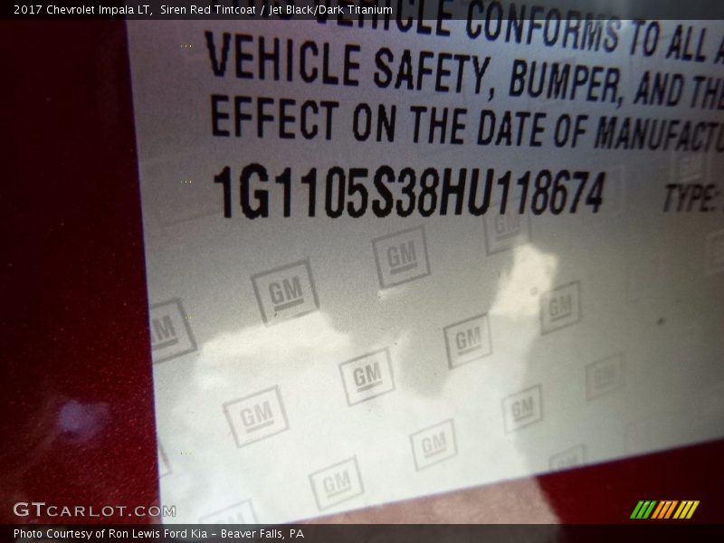Siren Red Tintcoat / Jet Black/Dark Titanium 2017 Chevrolet Impala LT