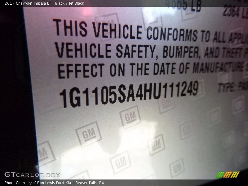 Black / Jet Black 2017 Chevrolet Impala LT