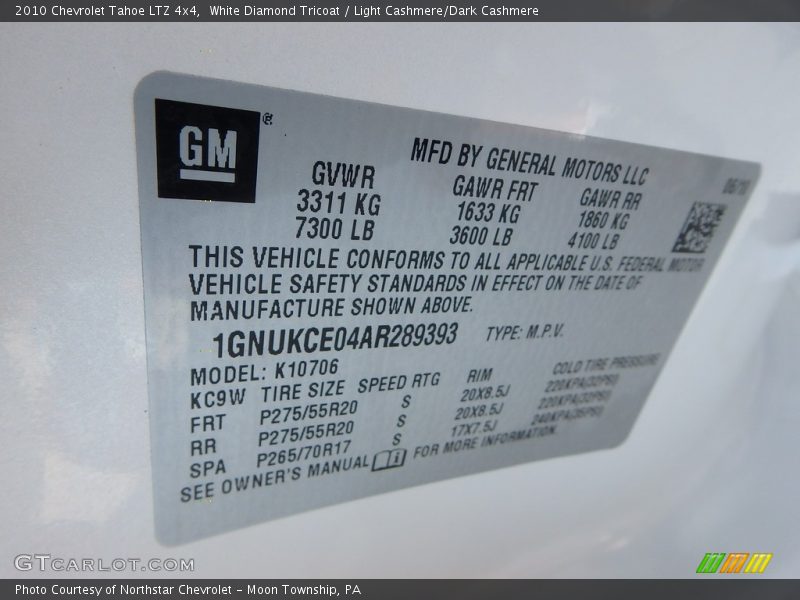 White Diamond Tricoat / Light Cashmere/Dark Cashmere 2010 Chevrolet Tahoe LTZ 4x4