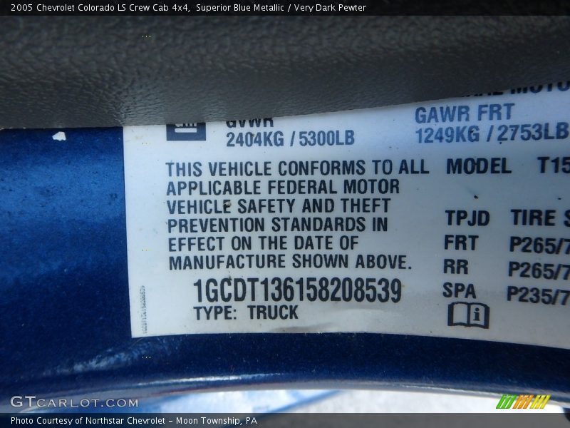 Superior Blue Metallic / Very Dark Pewter 2005 Chevrolet Colorado LS Crew Cab 4x4