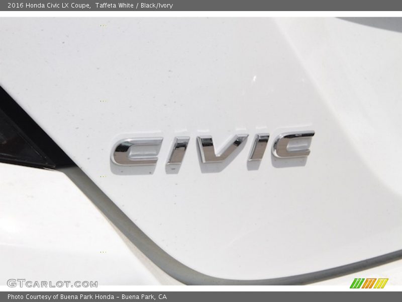 Taffeta White / Black/Ivory 2016 Honda Civic LX Coupe