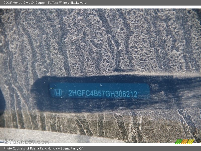 Taffeta White / Black/Ivory 2016 Honda Civic LX Coupe