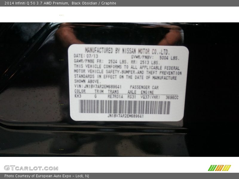 Black Obsidian / Graphite 2014 Infiniti Q 50 3.7 AWD Premium