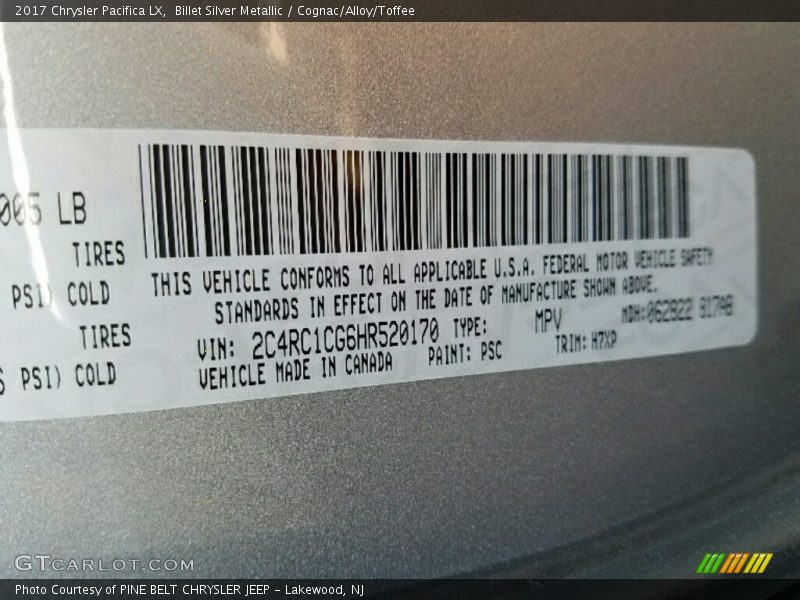 Billet Silver Metallic / Cognac/Alloy/Toffee 2017 Chrysler Pacifica LX