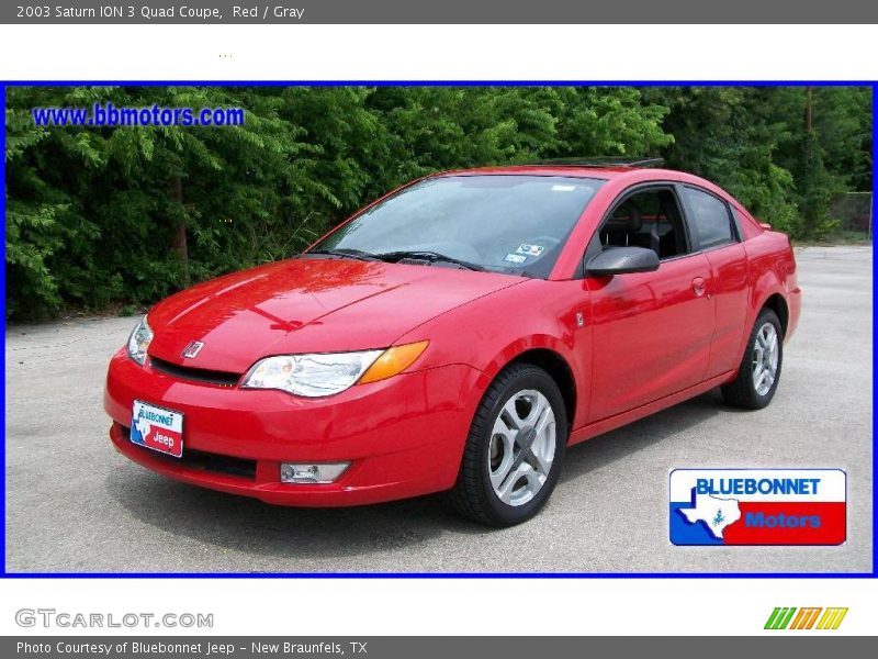 Red / Gray 2003 Saturn ION 3 Quad Coupe
