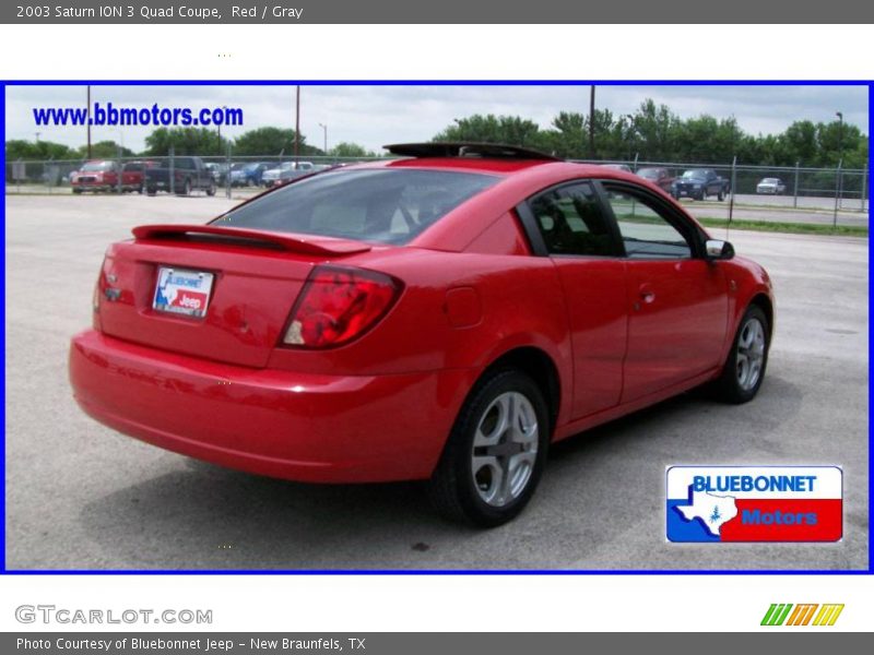 Red / Gray 2003 Saturn ION 3 Quad Coupe