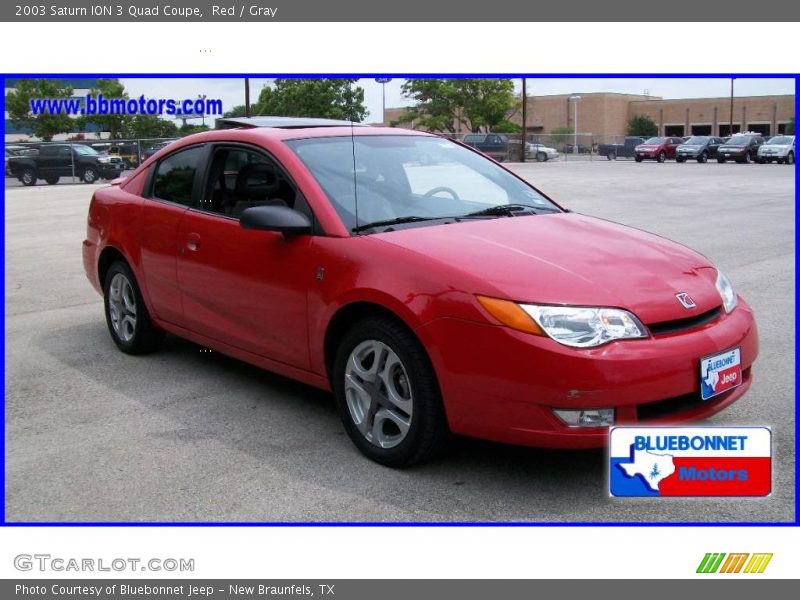 Red / Gray 2003 Saturn ION 3 Quad Coupe