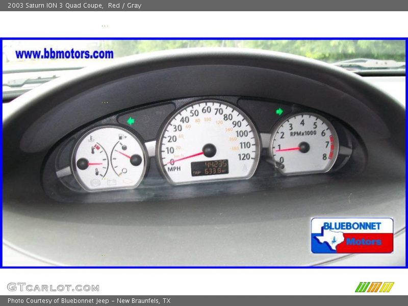 Red / Gray 2003 Saturn ION 3 Quad Coupe