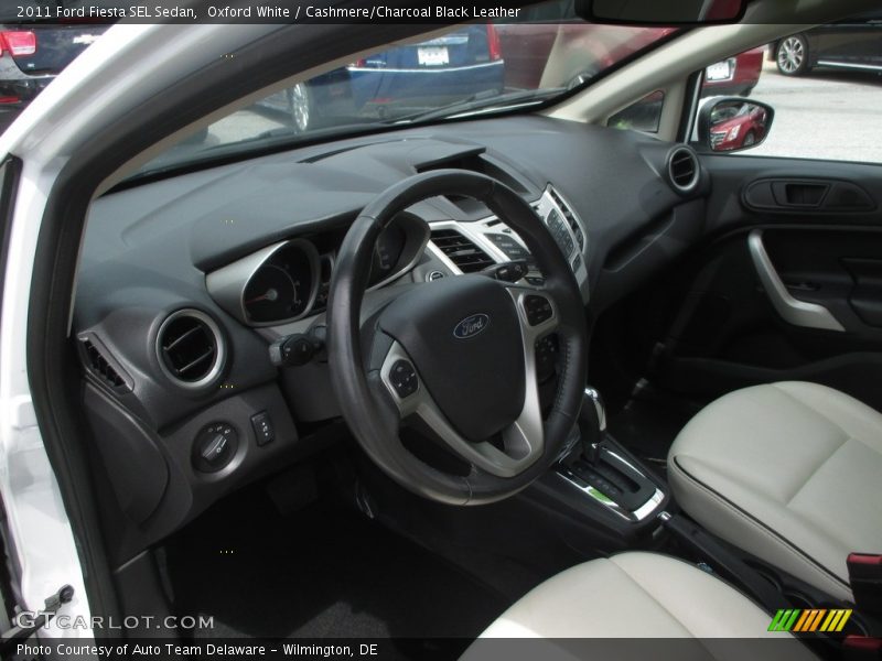Oxford White / Cashmere/Charcoal Black Leather 2011 Ford Fiesta SEL Sedan