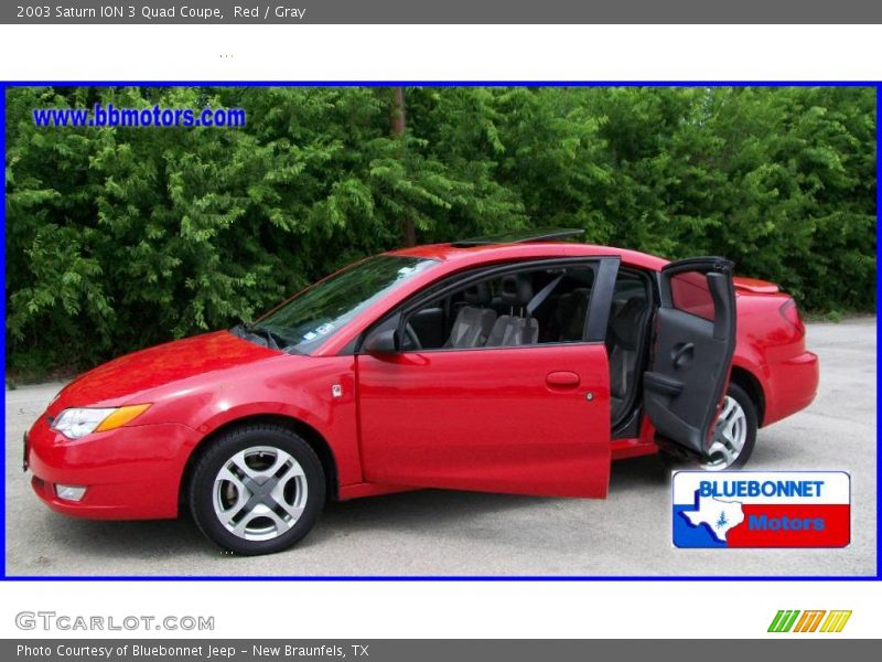 Red / Gray 2003 Saturn ION 3 Quad Coupe
