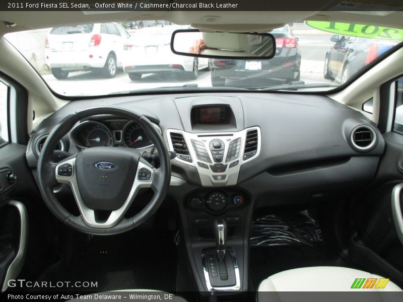 Oxford White / Cashmere/Charcoal Black Leather 2011 Ford Fiesta SEL Sedan