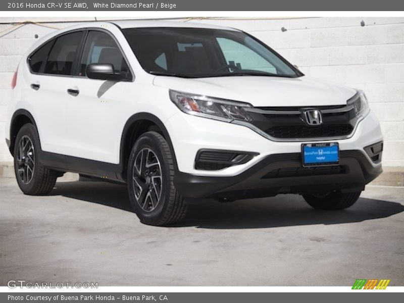 White Diamond Pearl / Beige 2016 Honda CR-V SE AWD