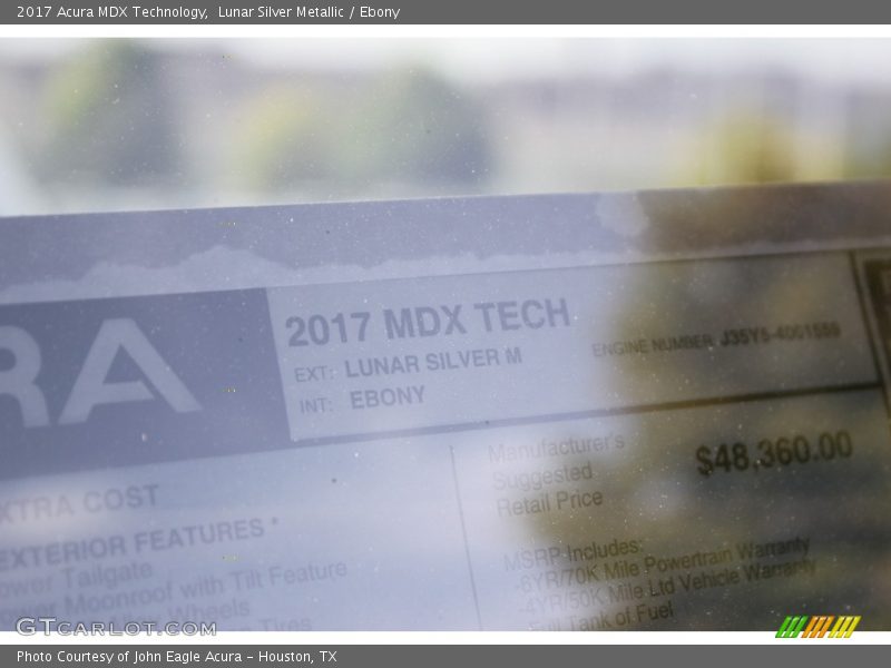 Lunar Silver Metallic / Ebony 2017 Acura MDX Technology