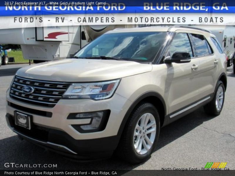 White Gold / Medium Light Camel 2017 Ford Explorer XLT