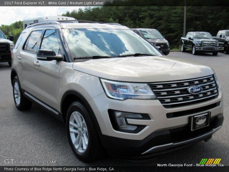 White Gold / Medium Light Camel 2017 Ford Explorer XLT
