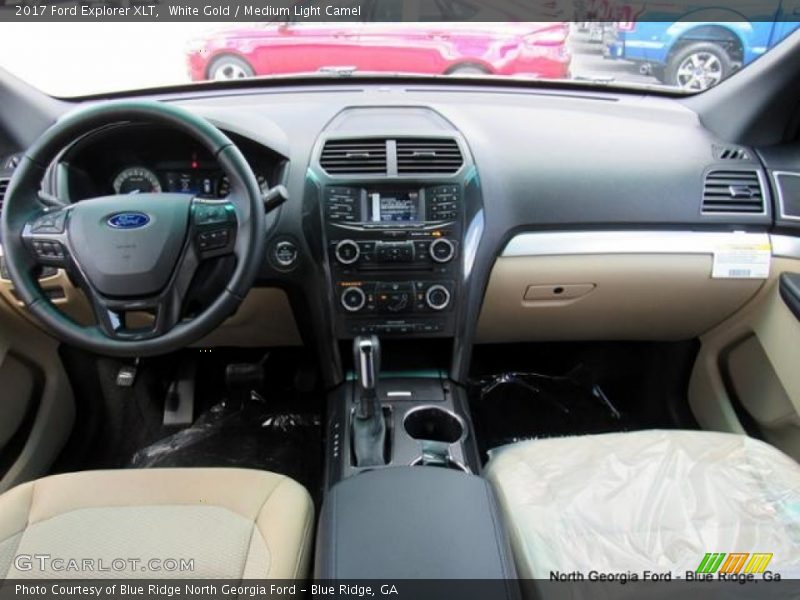 White Gold / Medium Light Camel 2017 Ford Explorer XLT