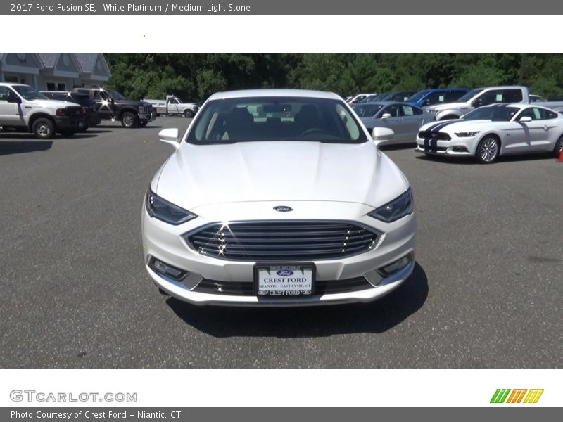 White Platinum / Medium Light Stone 2017 Ford Fusion SE