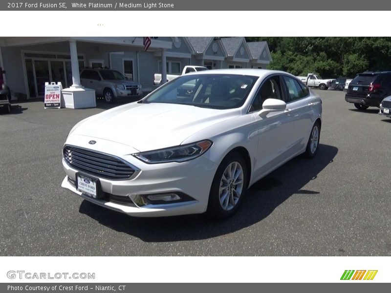 White Platinum / Medium Light Stone 2017 Ford Fusion SE