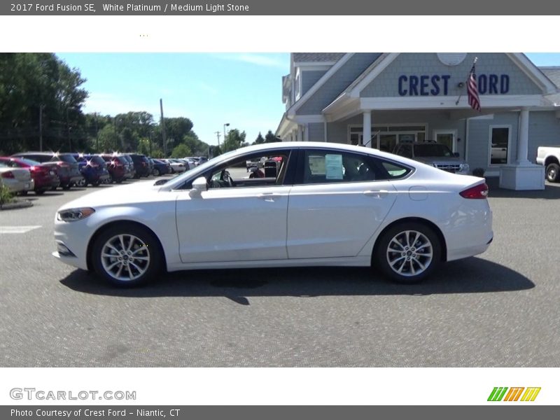 White Platinum / Medium Light Stone 2017 Ford Fusion SE