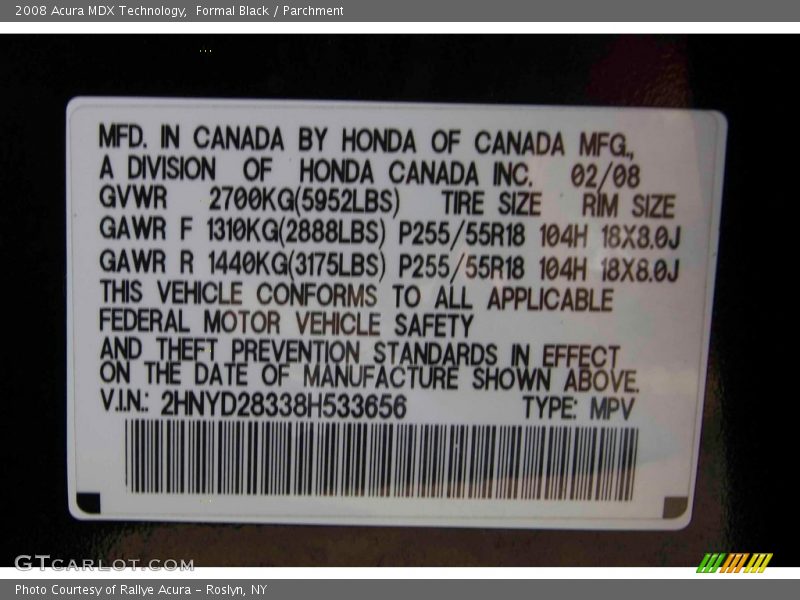 Formal Black / Parchment 2008 Acura MDX Technology