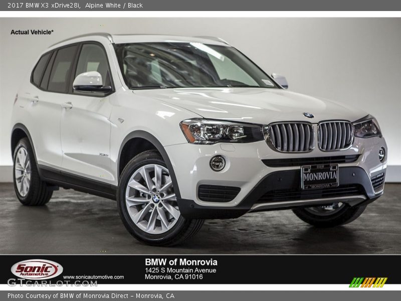 Alpine White / Black 2017 BMW X3 xDrive28i