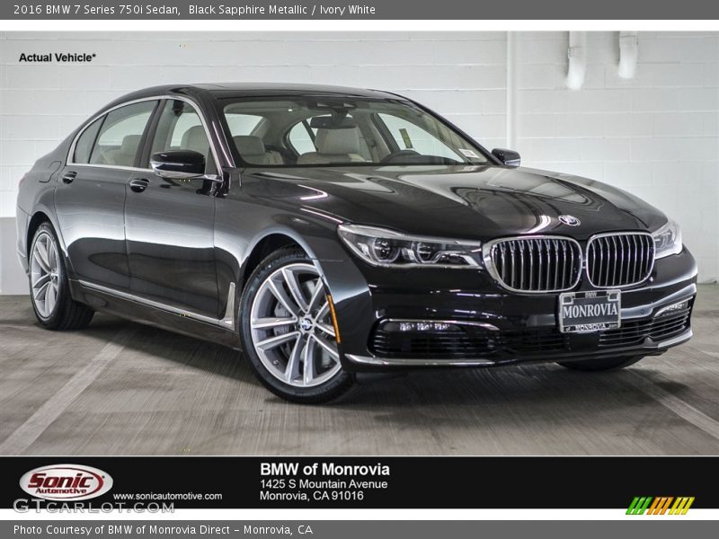 Black Sapphire Metallic / Ivory White 2016 BMW 7 Series 750i Sedan