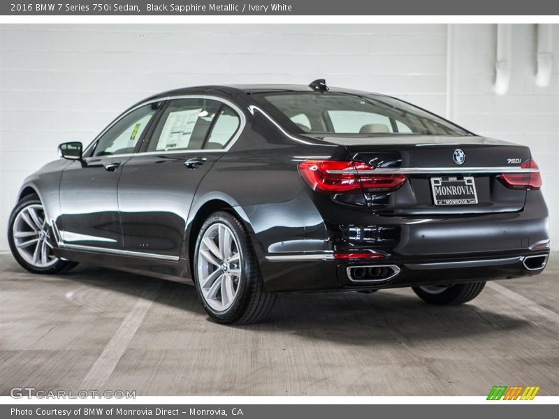 Black Sapphire Metallic / Ivory White 2016 BMW 7 Series 750i Sedan