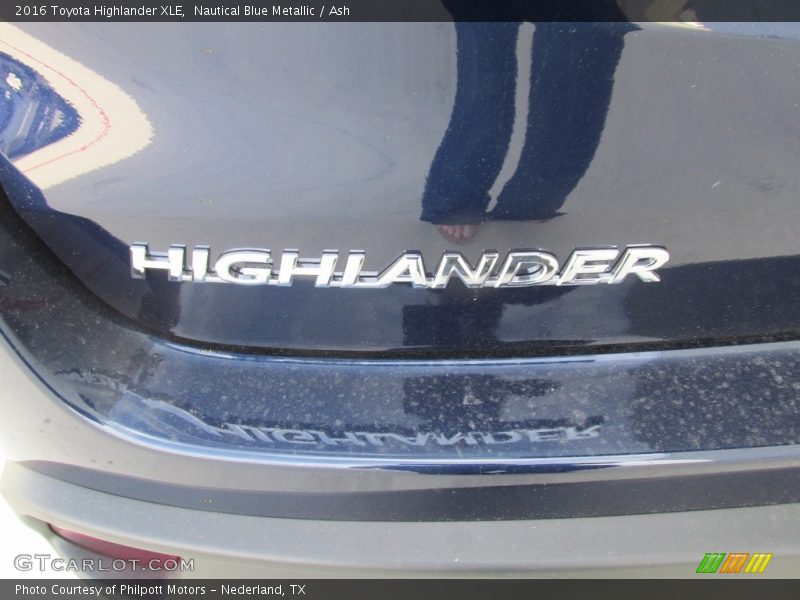 Nautical Blue Metallic / Ash 2016 Toyota Highlander XLE