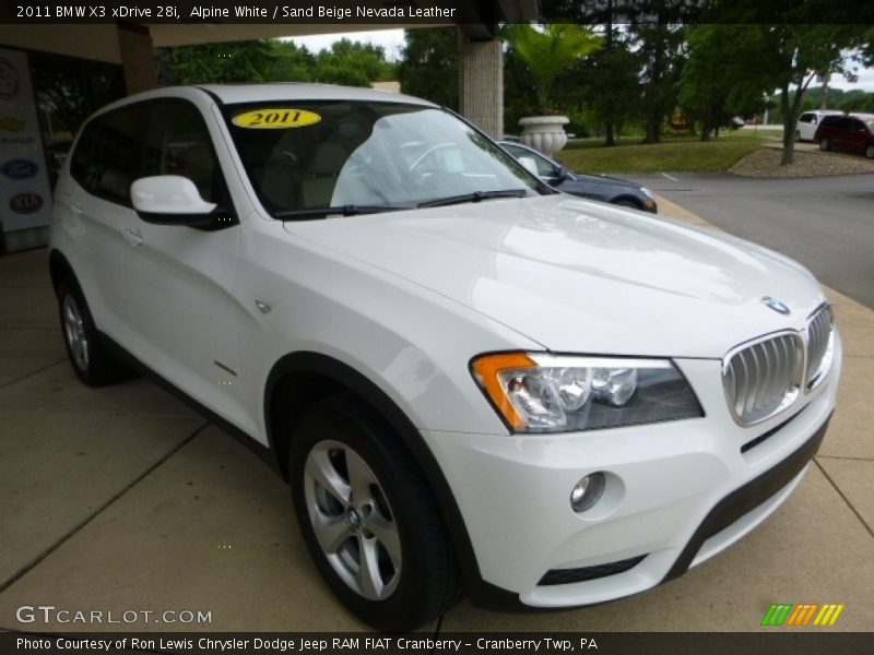 Alpine White / Sand Beige Nevada Leather 2011 BMW X3 xDrive 28i