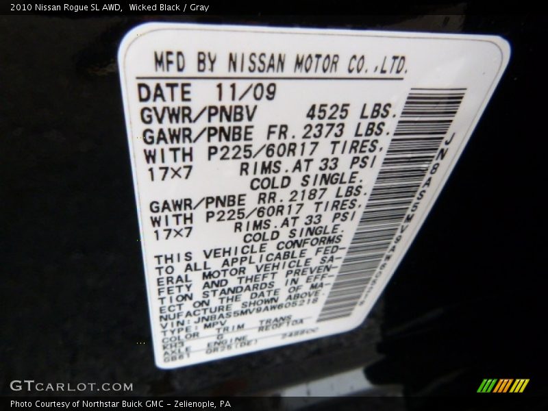 Wicked Black / Gray 2010 Nissan Rogue SL AWD