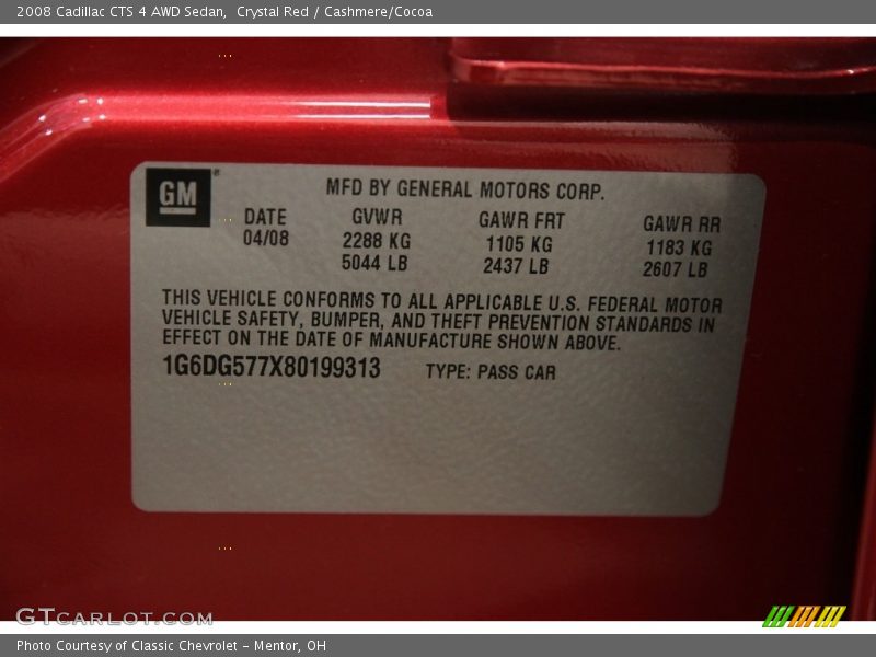 Crystal Red / Cashmere/Cocoa 2008 Cadillac CTS 4 AWD Sedan
