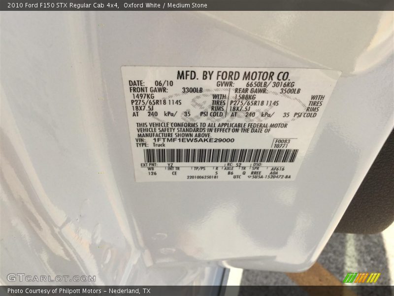 Oxford White / Medium Stone 2010 Ford F150 STX Regular Cab 4x4