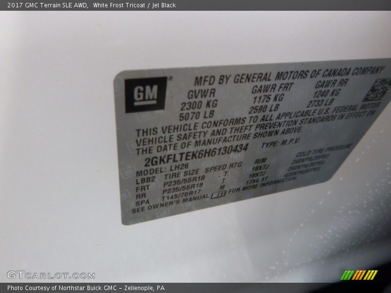 White Frost Tricoat / Jet Black 2017 GMC Terrain SLE AWD