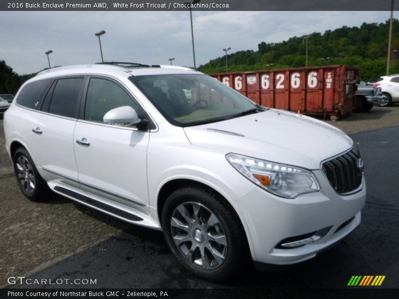 White Frost Tricoat / Choccachino/Cocoa 2016 Buick Enclave Premium AWD