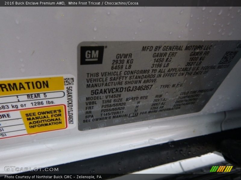White Frost Tricoat / Choccachino/Cocoa 2016 Buick Enclave Premium AWD