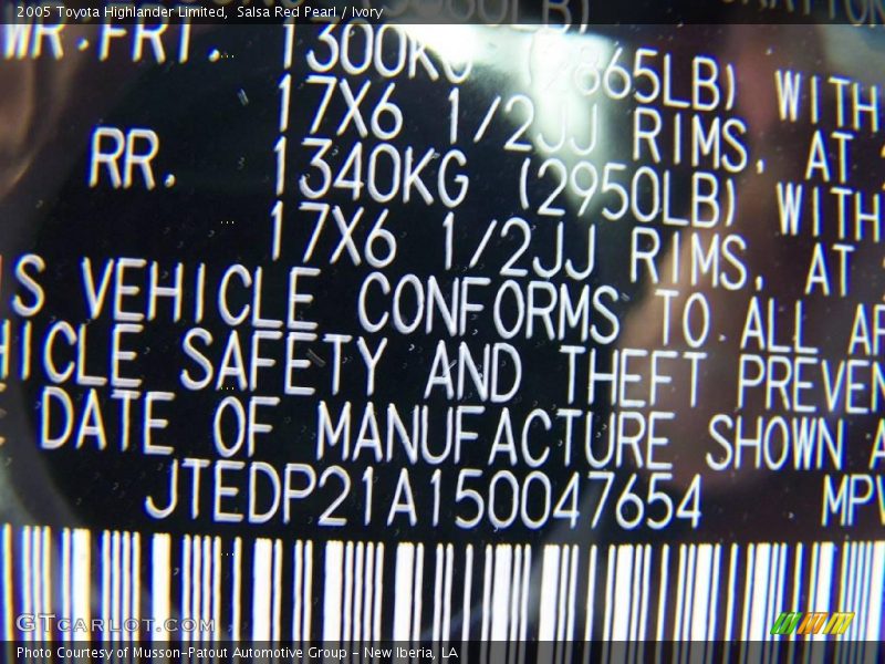 Salsa Red Pearl / Ivory 2005 Toyota Highlander Limited