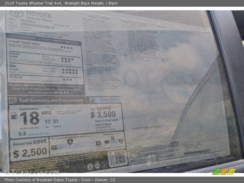 Midnight Black Metallic / Black 2016 Toyota 4Runner Trail 4x4