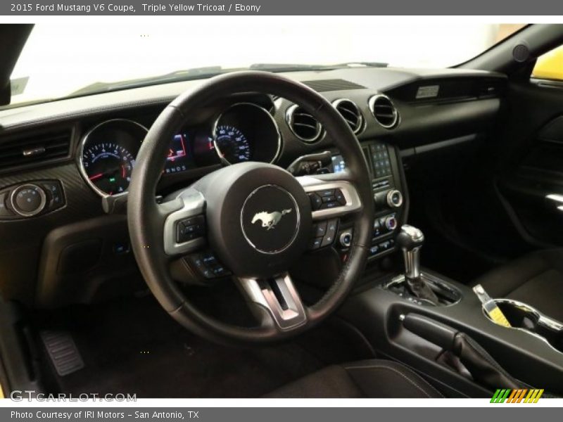 Triple Yellow Tricoat / Ebony 2015 Ford Mustang V6 Coupe