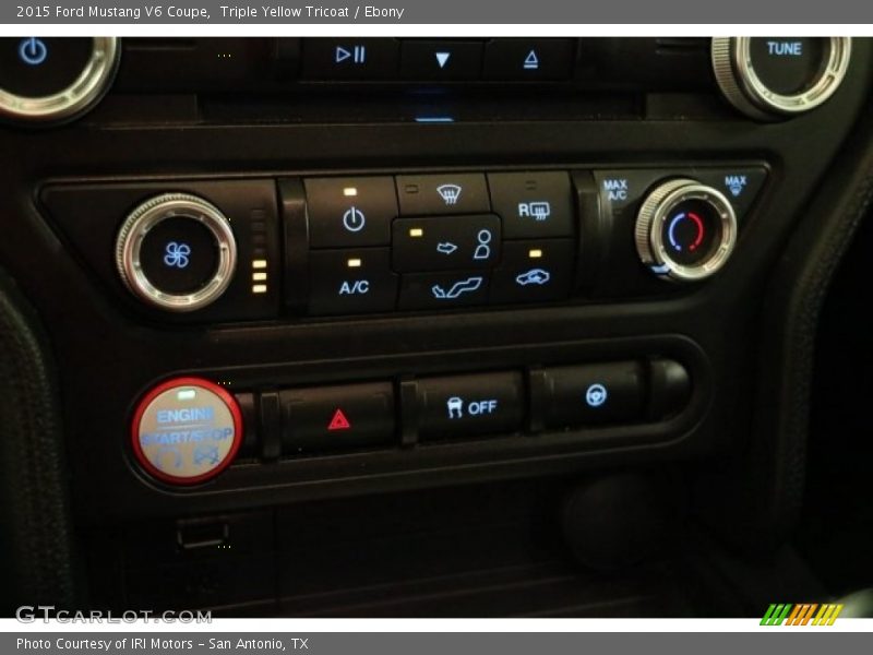 Triple Yellow Tricoat / Ebony 2015 Ford Mustang V6 Coupe