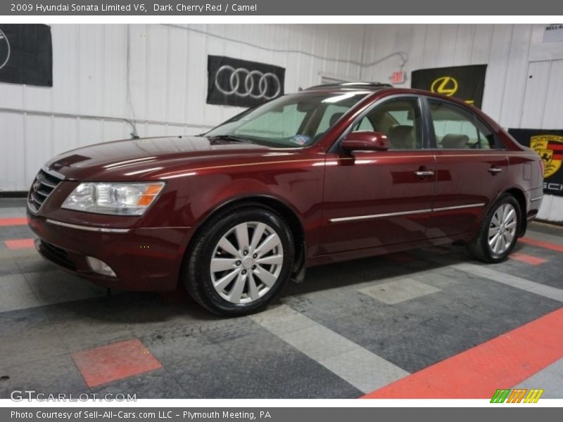 Dark Cherry Red / Camel 2009 Hyundai Sonata Limited V6