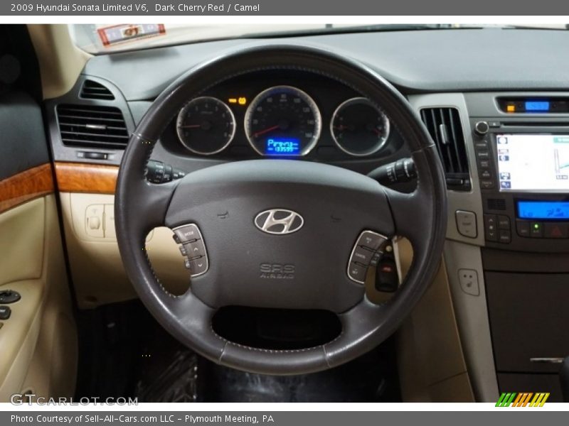 Dark Cherry Red / Camel 2009 Hyundai Sonata Limited V6