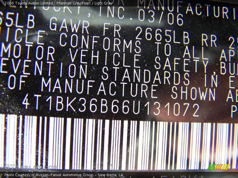 Phantom Gray Pearl / Light Gray 2006 Toyota Avalon Limited