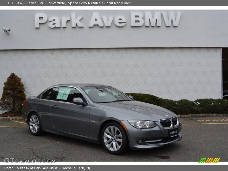 Space Gray Metallic / Coral Red/Black 2013 BMW 3 Series 328i Convertible