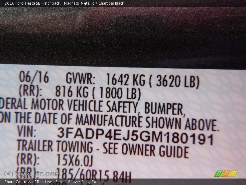 Magnetic Metallic / Charcoal Black 2016 Ford Fiesta SE Hatchback