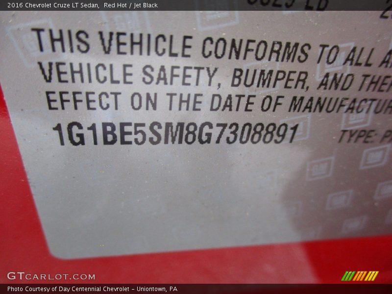 Red Hot / Jet Black 2016 Chevrolet Cruze LT Sedan