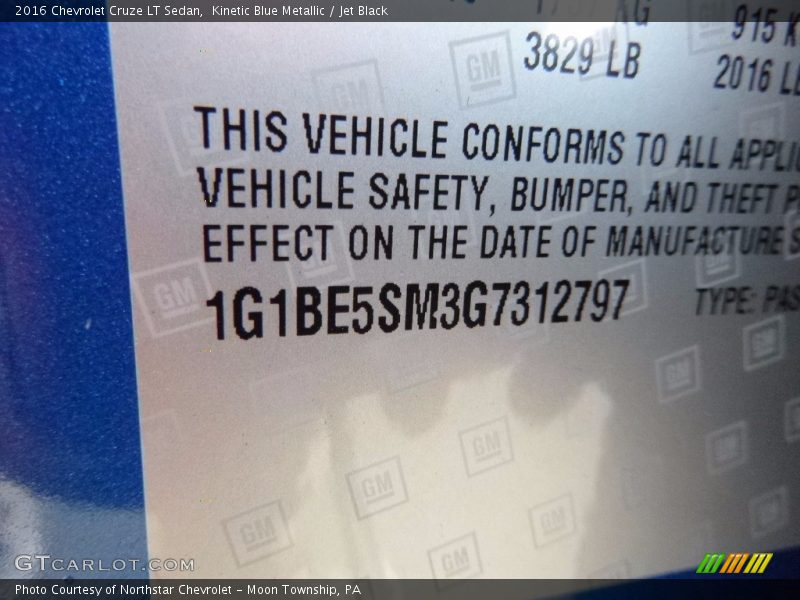 Kinetic Blue Metallic / Jet Black 2016 Chevrolet Cruze LT Sedan