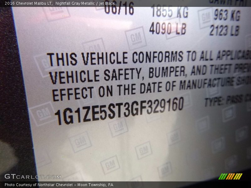 Nightfall Gray Metallic / Jet Black 2016 Chevrolet Malibu LT