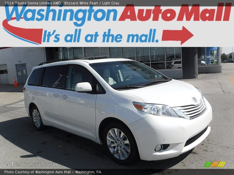 Blizzard White Pearl / Light Gray 2014 Toyota Sienna Limited AWD