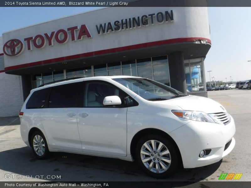 Blizzard White Pearl / Light Gray 2014 Toyota Sienna Limited AWD
